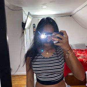 Striped Crop Top with Tie Back